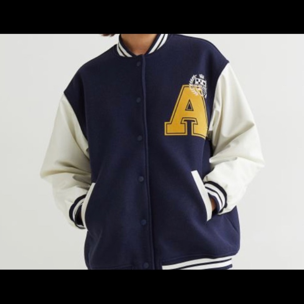 Blue Varsity Baseball Jacket H&M